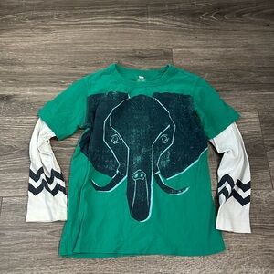 Tea Collection Boys 6 Green Elephant Long Sleeve Shirt